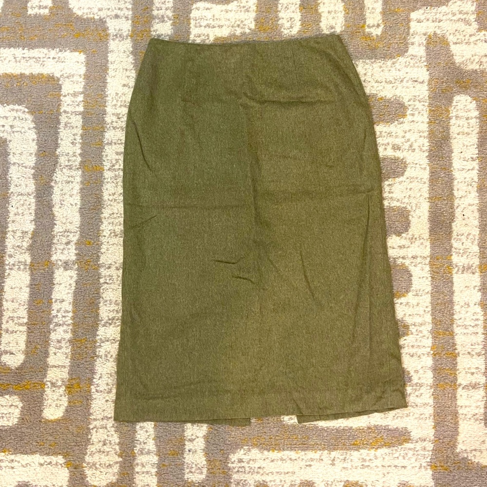Ann Taylor green wool pencil skirt